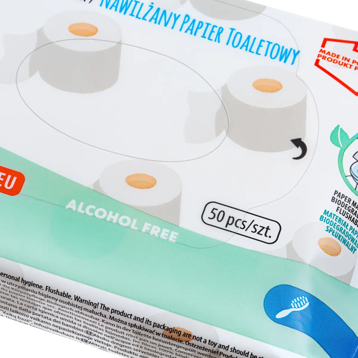 Akuku nawilżony papier toaletowy 50 szt. zapach mango - obrazek 2
