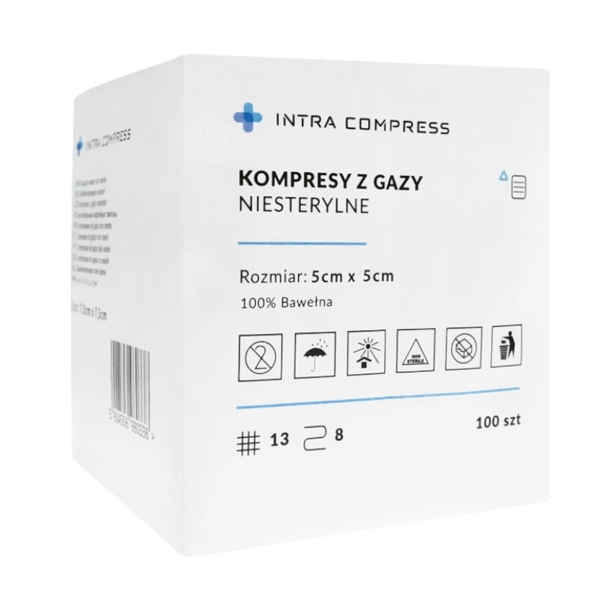 Kompres z gazy niejałowy 5x5cm 100 szt. Intra Compress