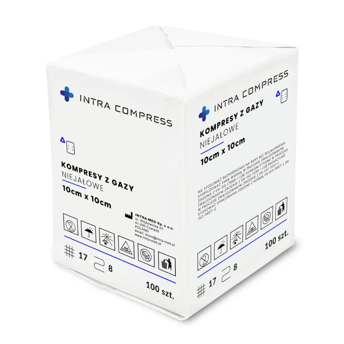 Kompres z gazy niejałowy 10x10cm 100 szt. Intra Compress